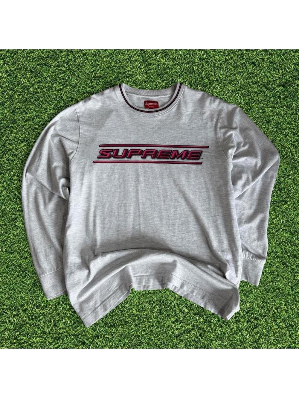 Supreme Grey Long Sleeve Shirt Pink Graphic and Collar Size M 2018